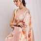 Janasya Orange Linen Blend Floral Jacquard Saree | Swadesiicart