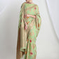 Janasya Light Green Linen Blend Floral Jacquard Saree | Swadesiicart