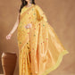 Janasya Yellow Linen Blend Patola Jacquard Saree | Swadesiicart