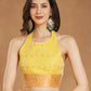 Janasya Yellow Linen Blend Patola Jacquard Saree | Swadesiicart