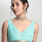 Janasya Sea Green Linen Blend Floral Jacquard Saree | Swadesiicart