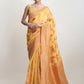 Janasya Yellow Linen Blend Floral Jacquard Saree | Swadesiicart