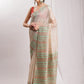 Janasya Beige Silk Blend Ikkat Jacquard Saree | Swadesiicart