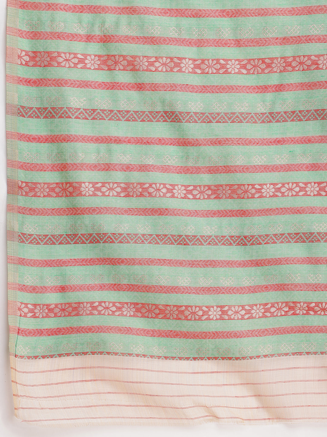 Janasya Beige Silk Blend Ikkat Jacquard Saree | Swadesiicart