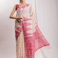 Janasya Beige Silk Blend Ikkat Jacquard Saree | Swadesiicart