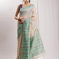 Janasya Beige Silk Blend Ikkat Jacquard Saree | Swadesiicart