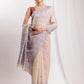 Janasya Beige Silk Blend Ikkat Jacquard Saree | Swadesiicart