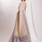 Janasya Beige Silk Blend Ikkat Jacquard Saree | Swadesiicart
