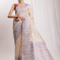 Janasya Beige Silk Blend Ikkat Jacquard Saree | Swadesiicart