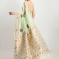 Janasya Light Green Linen Blend Kalamkari Jacquard Saree | Swadesiicart