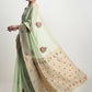 Janasya Light Green Linen Blend Kalamkari Jacquard Saree | Swadesiicart