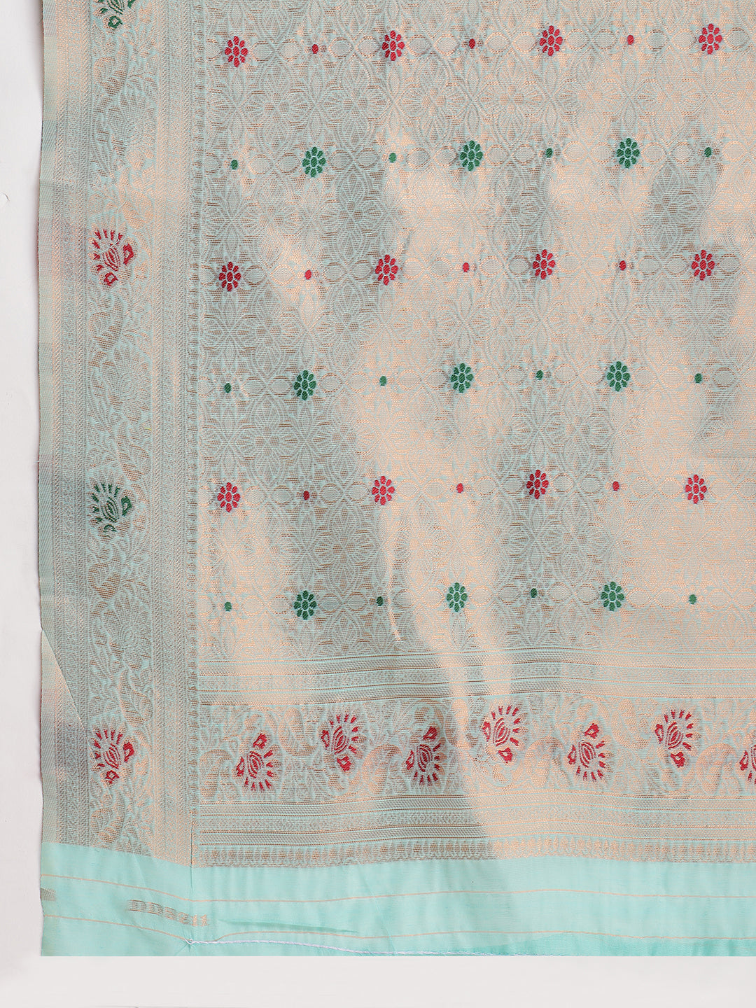 Janasya Sea Blue Linen Blend Kalamkari Jacquard Saree | Swadesiicart