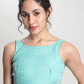 Janasya Sea Green Linen Blend Floral Jacquard Saree | Swadesiicart
