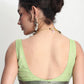 Janasya Light Green Linen Blend Floral Jacquard Saree | Swadesiicart