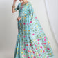 Janasya Sky Blue Silk Blend Floral Jacquard Saree | Swadesiicart