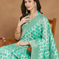 Janasya Sea Green Linen Blend Geometric Jacquard Saree | Swadesiicart