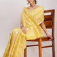 Janasya Yellow Linen Blend Geometric Jacquard Saree | Swadesiicart