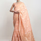 Janasya Orange Linen Blend Geometric Jacquard Saree | Swadesiicart