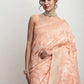Janasya Orange Linen Blend Geometric Jacquard Saree | Swadesiicart