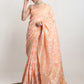Janasya Orange Linen Blend Geometric Jacquard Saree | Swadesiicart