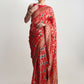 Janasya Red Silk Blend Floral Jacquard Saree | Swadesiicart