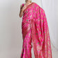 Janasya Pink Silk Blend Floral Jacquard Saree | Swadesiicart