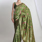 Janasya Green Silk Blend Floral Jacquard Saree | Swadesiicart