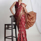 Janasya Maroon Silk Blend Floral Jacquard Saree | Swadesiicart