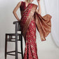 Janasya Maroon Silk Blend Floral Jacquard Saree | Swadesiicart