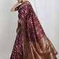 Janasya Purple Silk Blend Floral Jacquard Saree | Swadesiicart