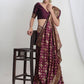 Janasya Purple Silk Blend Floral Jacquard Saree | Swadesiicart