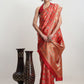 Janasya Red Silk Blend Ethnic Motifs Jacquard Saree | Swadesiicart