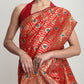 Janasya Red Silk Blend Ethnic Motifs Jacquard Saree | Swadesiicart