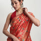 Janasya Red Silk Blend Ethnic Motifs Jacquard Saree | Swadesiicart
