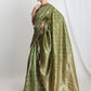Janasya Green Silk Blend Ethnic Motifs Jacquard Saree | Swadesiicart