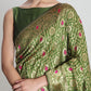 Janasya Green Silk Blend Ethnic Motifs Jacquard Saree | Swadesiicart