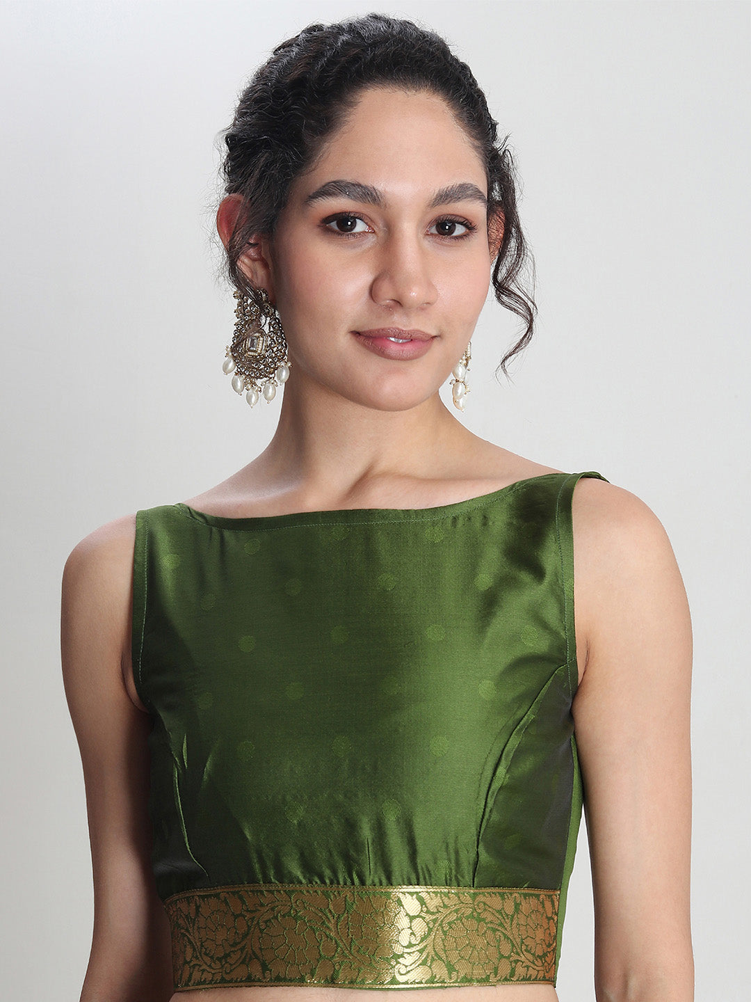 Janasya Green Silk Blend Ethnic Motifs Jacquard Saree | Swadesiicart