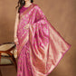 Janasya Pink Silk Blend Ethnic Motifs Jacquard Saree | Swadesiicart