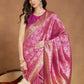 Janasya Pink Silk Blend Ethnic Motifs Jacquard Saree | Swadesiicart
