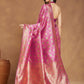 Janasya Pink Silk Blend Ethnic Motifs Jacquard Saree | Swadesiicart