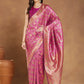 Janasya Pink Silk Blend Ethnic Motifs Jacquard Saree | Swadesiicart