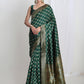 Janasya Green Silk Blend Ethnic Printed Jacquard Saree | Swadesiicart
