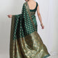 Janasya Green Silk Blend Ethnic Printed Jacquard Saree | Swadesiicart