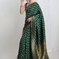 Janasya Green Silk Blend Ethnic Printed Jacquard Saree | Swadesiicart