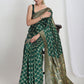 Janasya Green Silk Blend Ethnic Printed Jacquard Saree | Swadesiicart