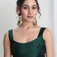 Janasya Green Silk Blend Ethnic Printed Jacquard Saree | Swadesiicart
