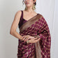 Janasya Purple Silk Blend Ethnic Printed Jacquard Saree | Swadesiicart