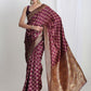 Janasya Purple Silk Blend Ethnic Printed Jacquard Saree | Swadesiicart