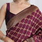 Janasya Purple Silk Blend Ethnic Printed Jacquard Saree | Swadesiicart