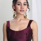 Janasya Purple Silk Blend Ethnic Printed Jacquard Saree | Swadesiicart
